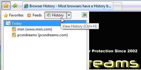 Click the History Button to View the Browser History
