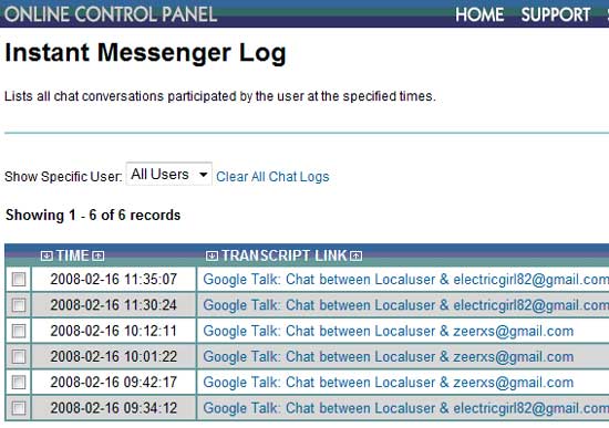 The SniperSpy Instant Messenger Log