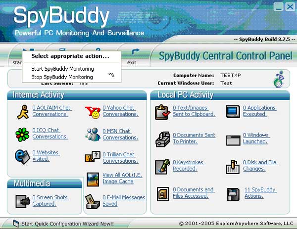 Start Computer Monitoring with SpyBuddy