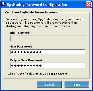 SpyBuddy password configuration