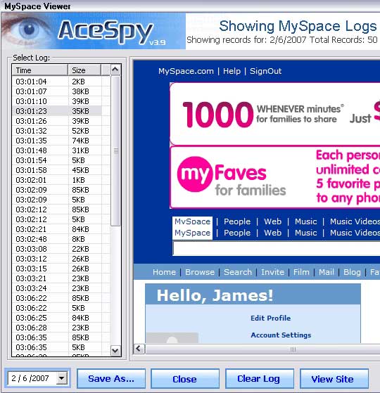 MySpace Activity Monitoring