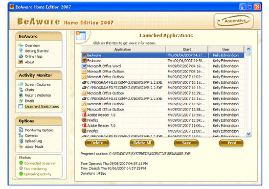 Log Applications Launched