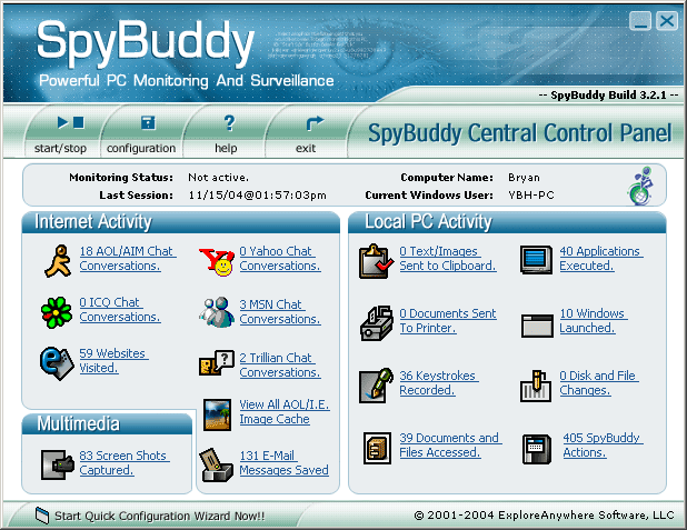 The SpyBuddy Main Interface