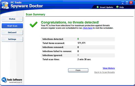 Spyware Doctor Reported no Threats Detected