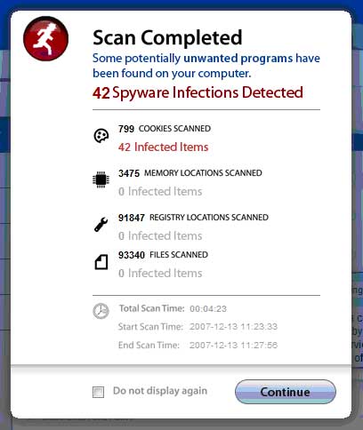 SpyEraser Scan Complete